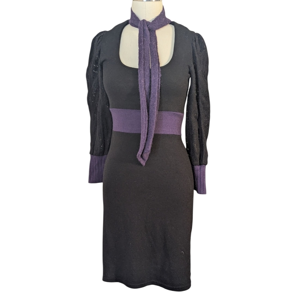 Damzel's In This dress Long Sleeve Black and Purple Dress